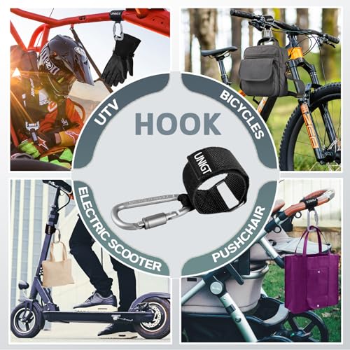 UNIGT 2 Pack UTV Hook for Hanging Headsets, Helmet and Goggles, Multipurpose Carabiners for Electric Scooter Owner Fits 1.5-2.0" SXS Roll Cage Accessory Hook Hanger- Black - Image 3