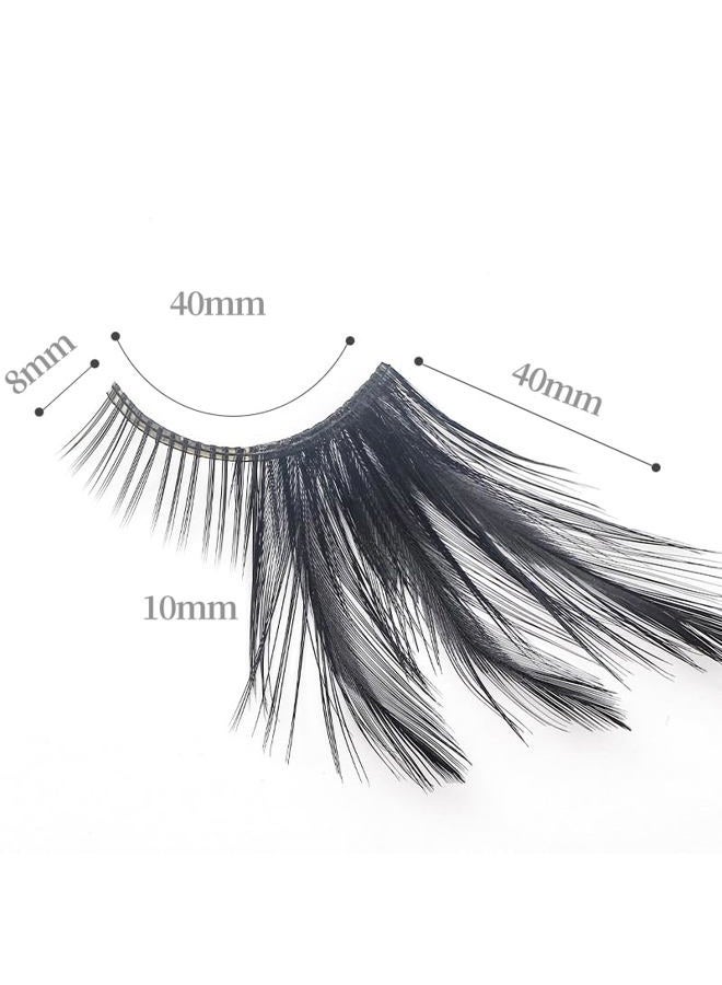 Dorisue halloween Feather Eyelashes witch makeup Cat eyes Black tail Lashes extension wedding Show Halloween Cosplay Wedding false lashes drama theatre model Hand-made Luxury Fashion Fake Lashes - Image 3
