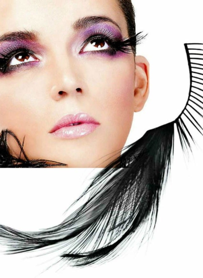 Dorisue halloween Feather Eyelashes witch makeup Cat eyes Black tail Lashes extension wedding Show Halloween Cosplay Wedding false lashes drama theatre model Hand-made Luxury Fashion Fake Lashes - Image 2