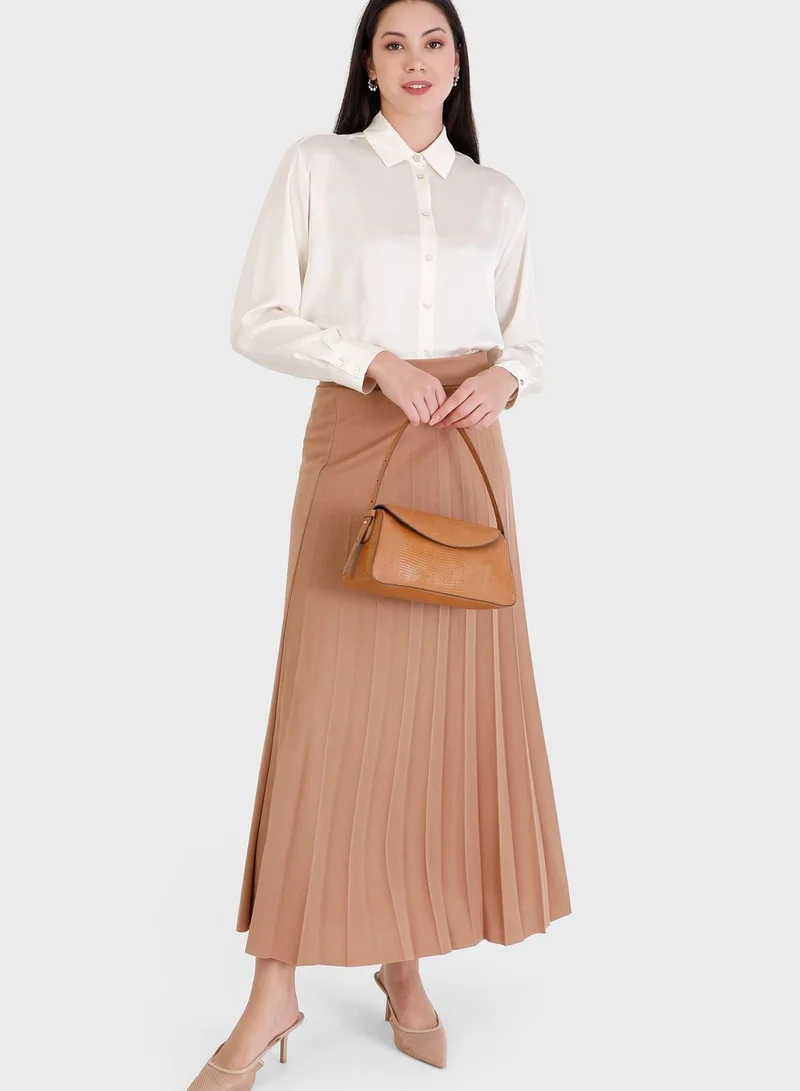 Refka by modanisa High Waist Pleated Skirt