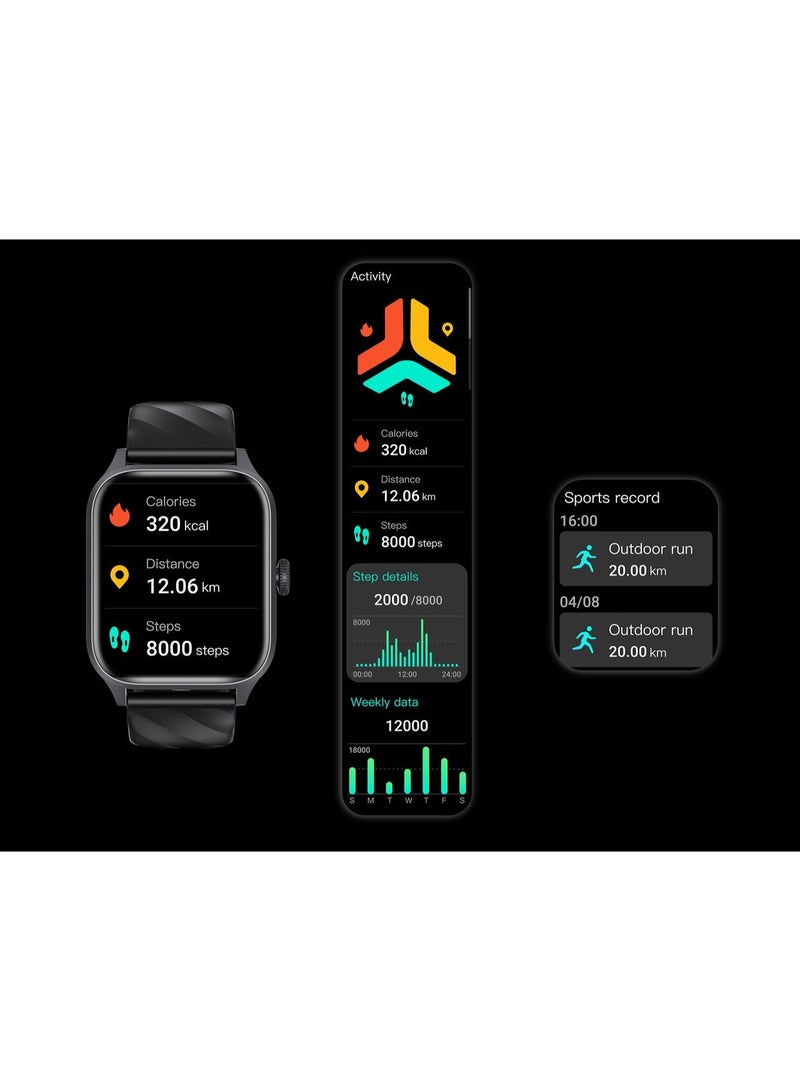 Weofly Active Smart Watch with 1.85" HD Touch Screen, Fitness Tracker, and 100+ Sport Modes - Black - Image 5