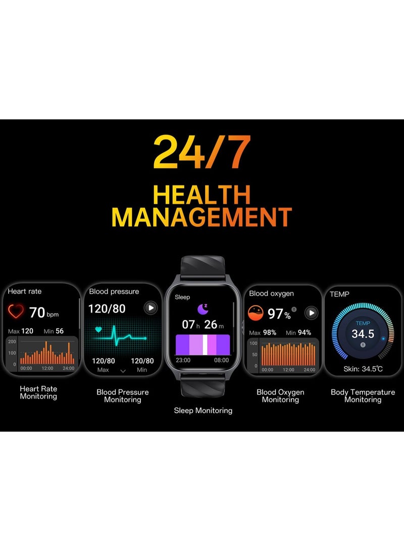 Weofly Active Smart Watch with 1.85" HD Touch Screen, Fitness Tracker, and 100+ Sport Modes - Black - Image 4