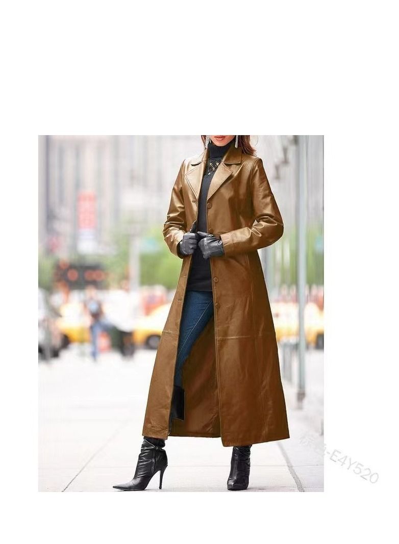 Loquat Women's Stylish Slim And Long PU Fur Overcoat 