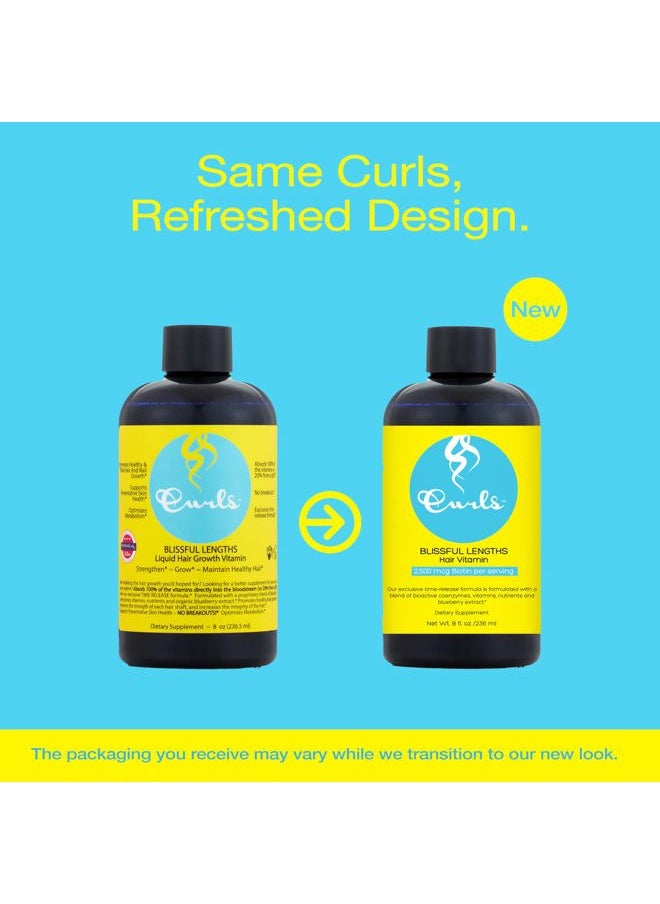 Curls Blueberry Bliss Blissful Lengths Liquid Hair Growth Vitamin - Grow, Strengthen and Maintain Healthy Hair, Nails & Skin - Wavy, Curly, and Coily Hair-8oz  - Image 2