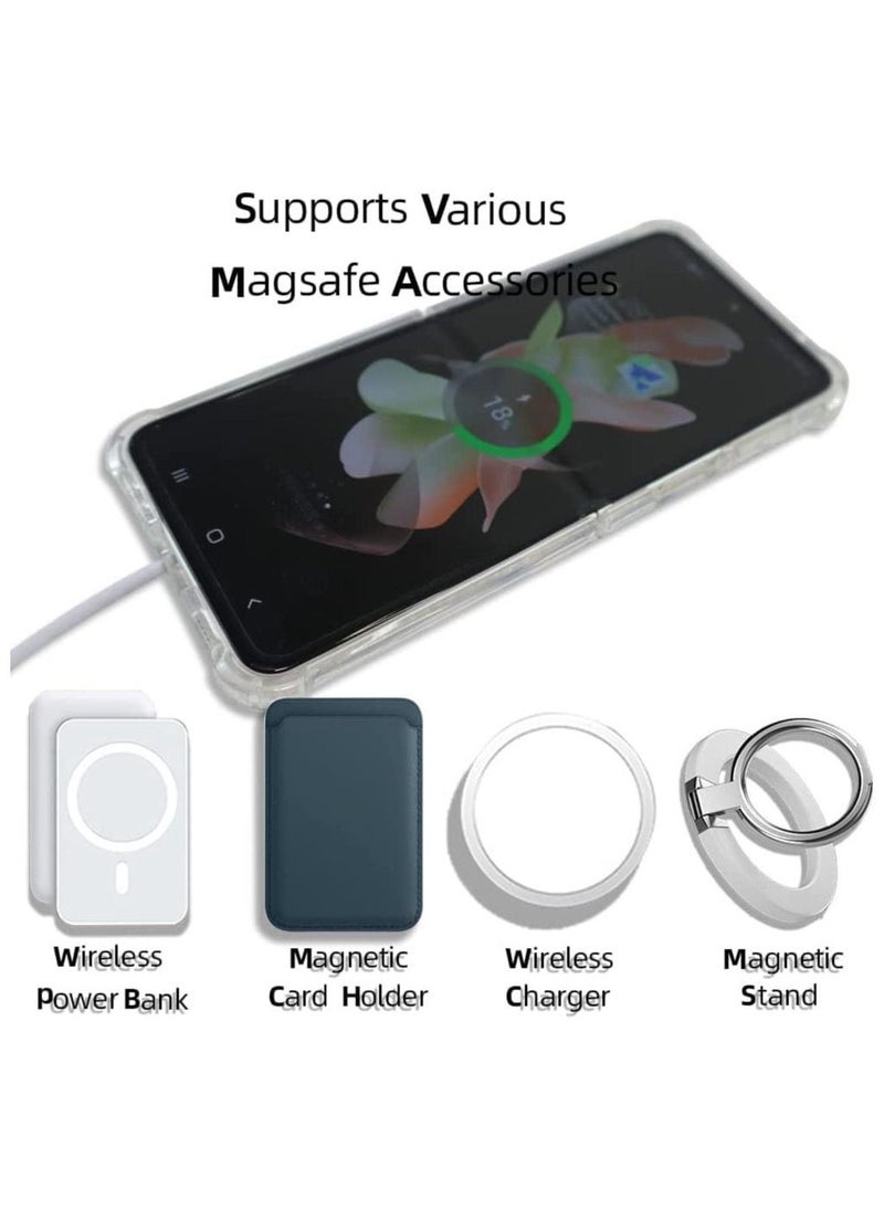 Samsung Galaxy Z flip 4 Clear Magnetic Cover | Mag Safe Compatible | Clear Hard Back Case | Shockproof Silicone Frame Edge Bumper | Slim Transparent Case  - Image 4