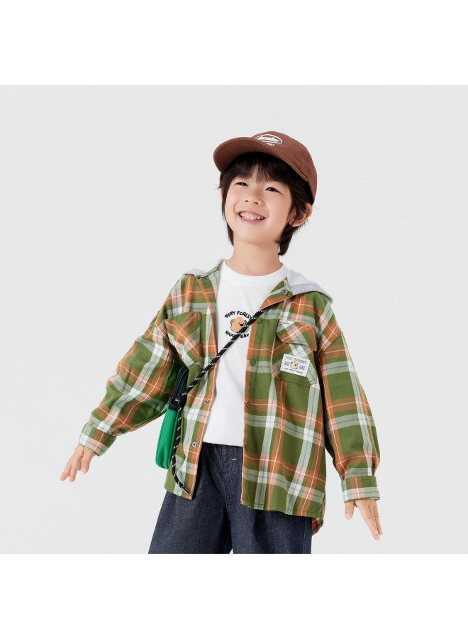 Balabala Boys' Kids Jacket Spring Autumn Loose Hooded Top Fashion Trendy - Image 2