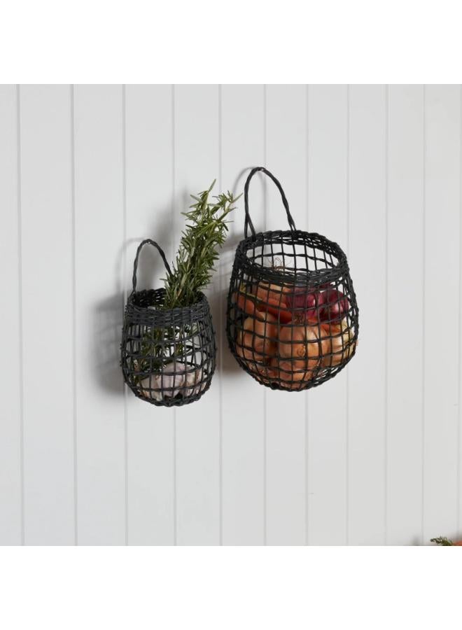 Nordic Rattan Woven Basket Kitchen Ginger Garlic Storage Basket Retro Wall-mounted Basket Small Basket Flower Basket Kitchenware Hanging Basket 