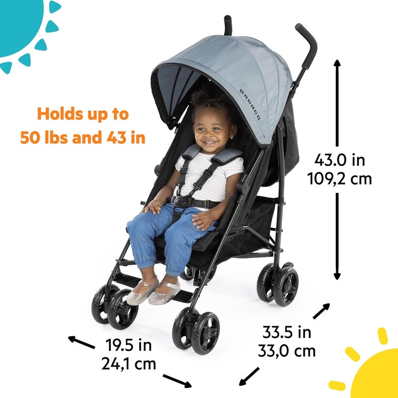 Bright Starts Ford Bronco HighGear Stroller Lightweight Foldable Stroller with Sport Details Large Storage Basket AntiShock  Lockable Wheels Unisex Area 51 BlueGreen - Image 3
