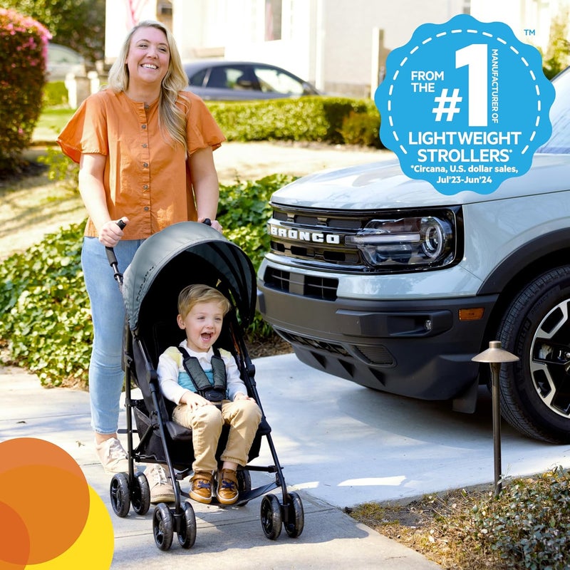 Bright Starts Ford Bronco HighGear Stroller Lightweight Foldable Stroller with Sport Details Large Storage Basket AntiShock  Lockable Wheels Unisex Area 51 BlueGreen - Image 4