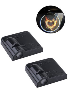 2 Pcs Car Door Welcome Light Projector, Car Door Welcome Logo Projector Lights for All Car Models, Laser Ghost Shadow Logo Projector Light Accessories for Red Fire Heart Symbol