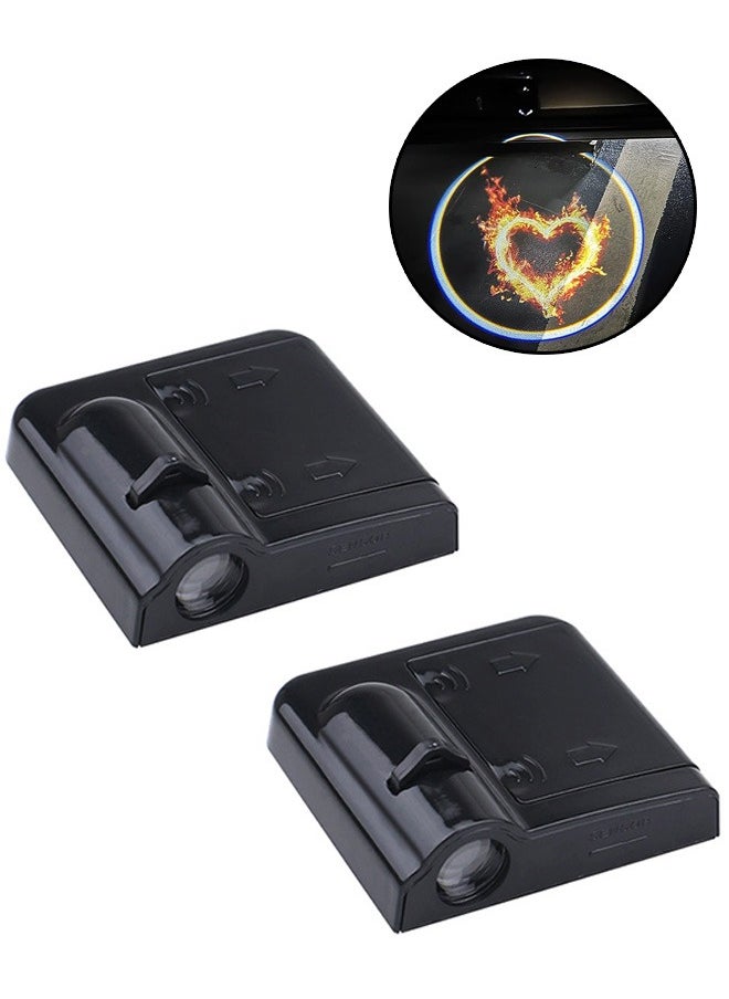 Generic - 2 Pcs Car Door Welcome Light Projector, Car Door Welcome Logo Projector Lights for All Car Models, Laser Ghost Shadow Logo Projector Light Accessories for Red Fire Heart Symbol - Image 1