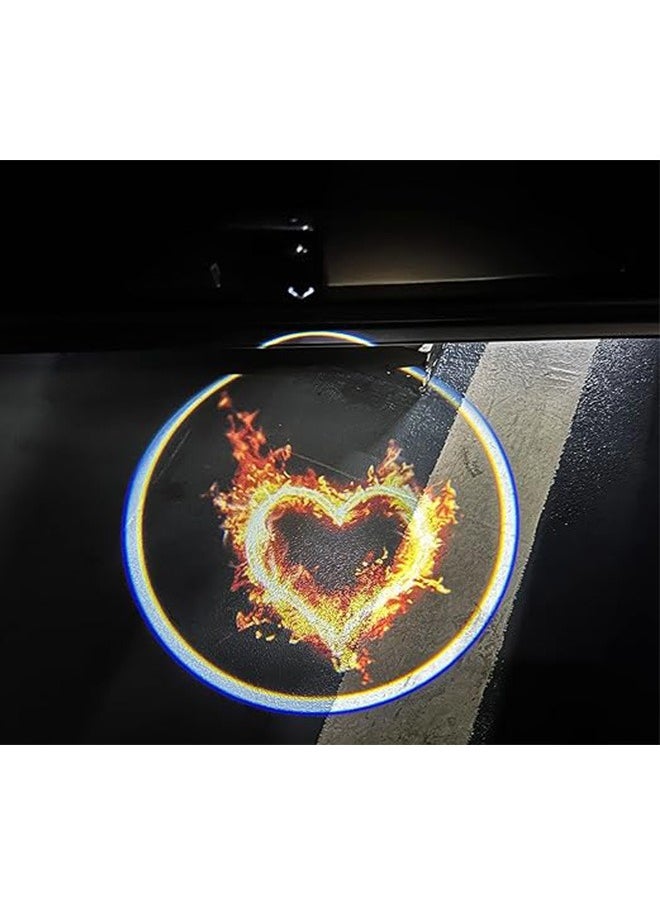 Generic - 2 Pcs Car Door Welcome Light Projector, Car Door Welcome Logo Projector Lights for All Car Models, Laser Ghost Shadow Logo Projector Light Accessories for Red Fire Heart Symbol - Image 1