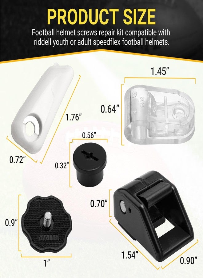 Dimakung Football Helmet Fastener Part for Riddell Speedflex, Including Speedflex Thumb Screws, Chinstrap Cam Lock Housing, Football Helmet Chin Strap Clips and Bladder Valve Screws - Image 2