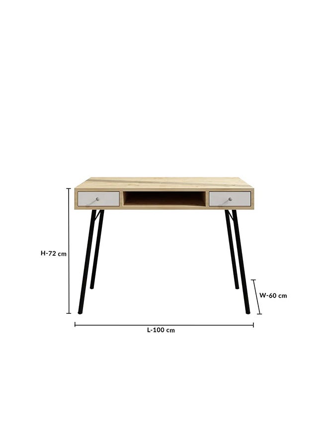 DANUBE HOME طاولة كمبيوتر Pieta مكتب محطة عمل مع تخزين I طاولة ألعاب كمبيوتر محمولة حديثة طاولة دراسة خشبية للمنزل وغرفة المعيشة والمكتب مع أدراج باللون الأبيض الرمادي  - Image 5