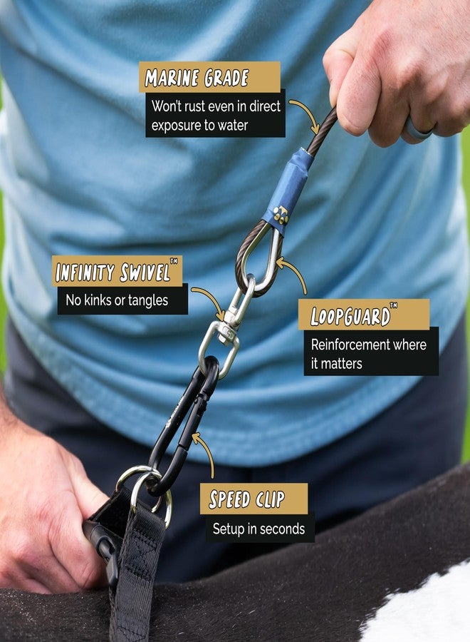 ROYAL PAW Dog Tie Out Cable and Stake 10ft - for Large Dogs up to 300 lbs - Heavy Duty Tether and Dog Stake for Yard, Beach & Camping Outside (Black, L/XL - 10ft) - Image 3