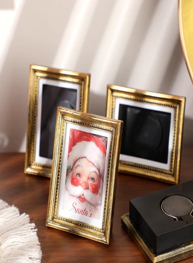 Geelin 4 Pcs Magnetic Vintage Frame for Refrigerator 3.66 x 2.95 Inch Small Vintage Refrigerator Magnets Picture Frames Mini Antique Ornate Gold Photo Frame Insert for Photos Painting - Image 3