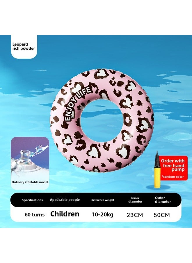 Generic Children's Swimming Ring Thickened Adult Cartoon Gradient Double-layer Swimming Ring Inflatable Baby Underarm Ring Wholesale-Inside Diameter After Inflation:60 Circles Of Leopard Rich Powder 【ordina - Image 1