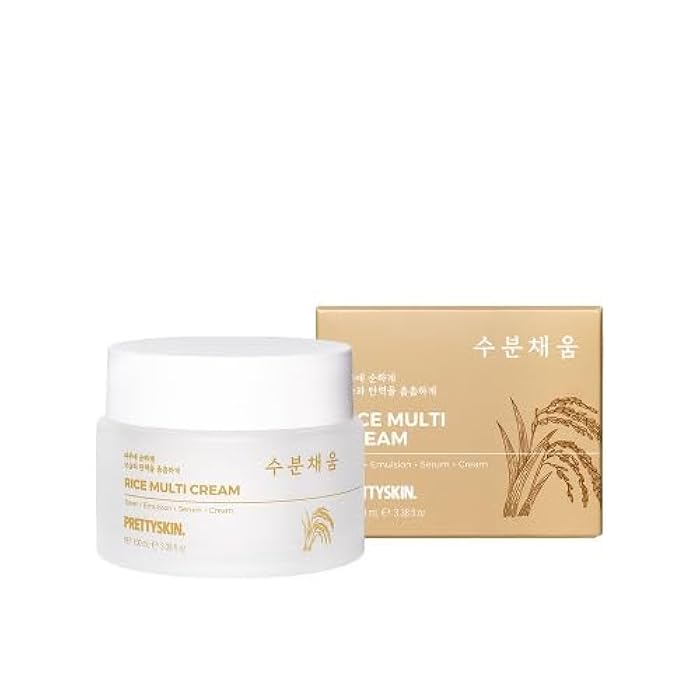 PRETTYSKIN Rice Amino Acid Multi Moisturizing Cream | 4-in-1 Toner + Emulsion + Serum + Cream | With Rice Bran Water & Niacinamide | Gentle Daily Hydration & Texture Care | 3.38fl.oz - Image 1