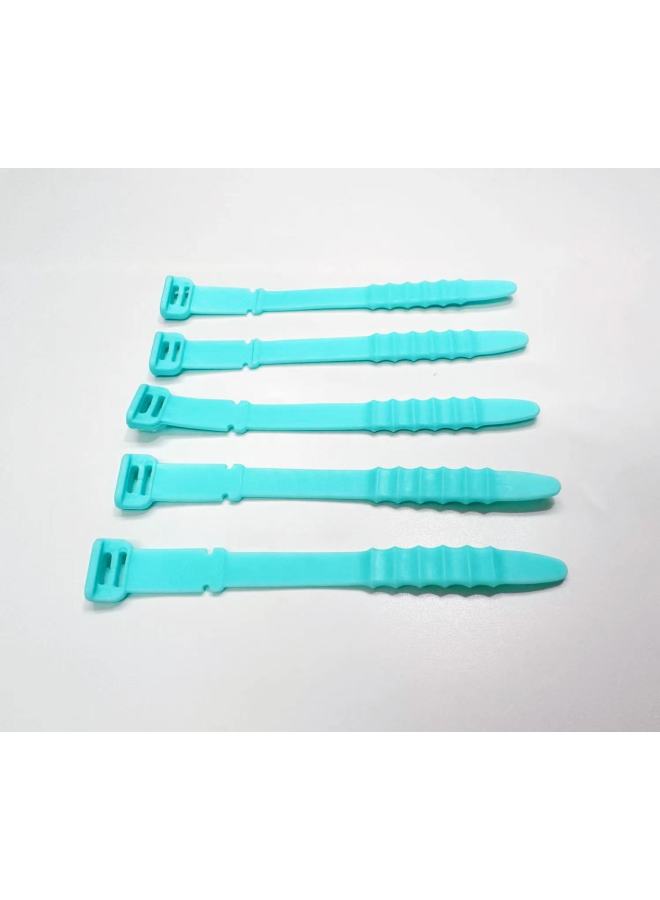 Loquat Protective Cover Fishbone Cable Tie Desktop Organizer Earphone Cable Tie Color Flexible Glue Silicone Data Cable Storage-Color:Peacock Blue - Image 1