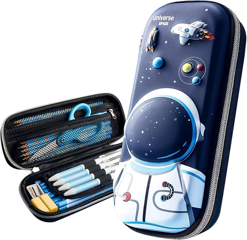 ketmart 3D Large Capacity Pencil Case Organizer Pen Marker Holder Zipper Storage Bag Big Pencil Pouch for College School Office Teen Girl Boy Women Men Adult Color_(Blue) - Image 2