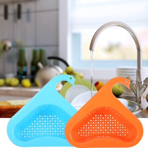 KANISYA Plastic Drain Sink Basket Pack of 2 – Multi-Function Swan Shape Triangular Kitchen Drain Basket | Hanging Sink Strainer for Vegetables, Fruits & Food Waste - Image 4
