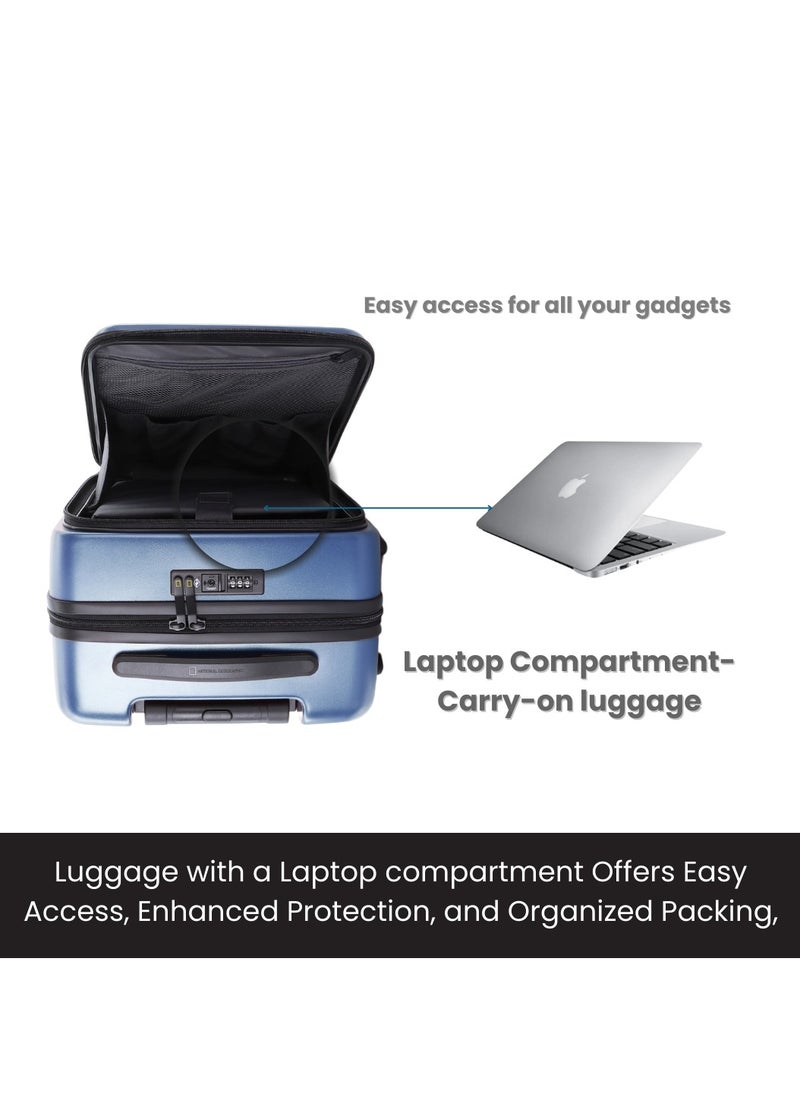 NATIONAL GEOGRAPHIC - National Geographic Lodge Check-In Medium Travel Suitcase, 100% PC Durable Lightweight Hard Shell Expandable Luggage, 4 Double Wheel, TSA Lock Trolley Bag Navy (60 cm/24 Inch). - Image 1
