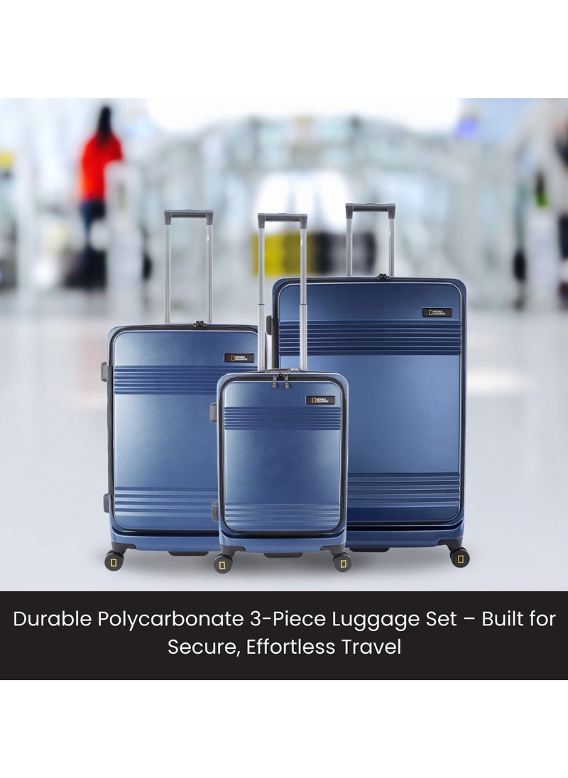 NATIONAL GEOGRAPHIC - National Geographic Lodge Check-In Medium Travel Suitcase, 100% PC Durable Lightweight Hard Shell Expandable Luggage, 4 Double Wheel, TSA Lock Trolley Bag Navy (60 cm/24 Inch). - Image 1