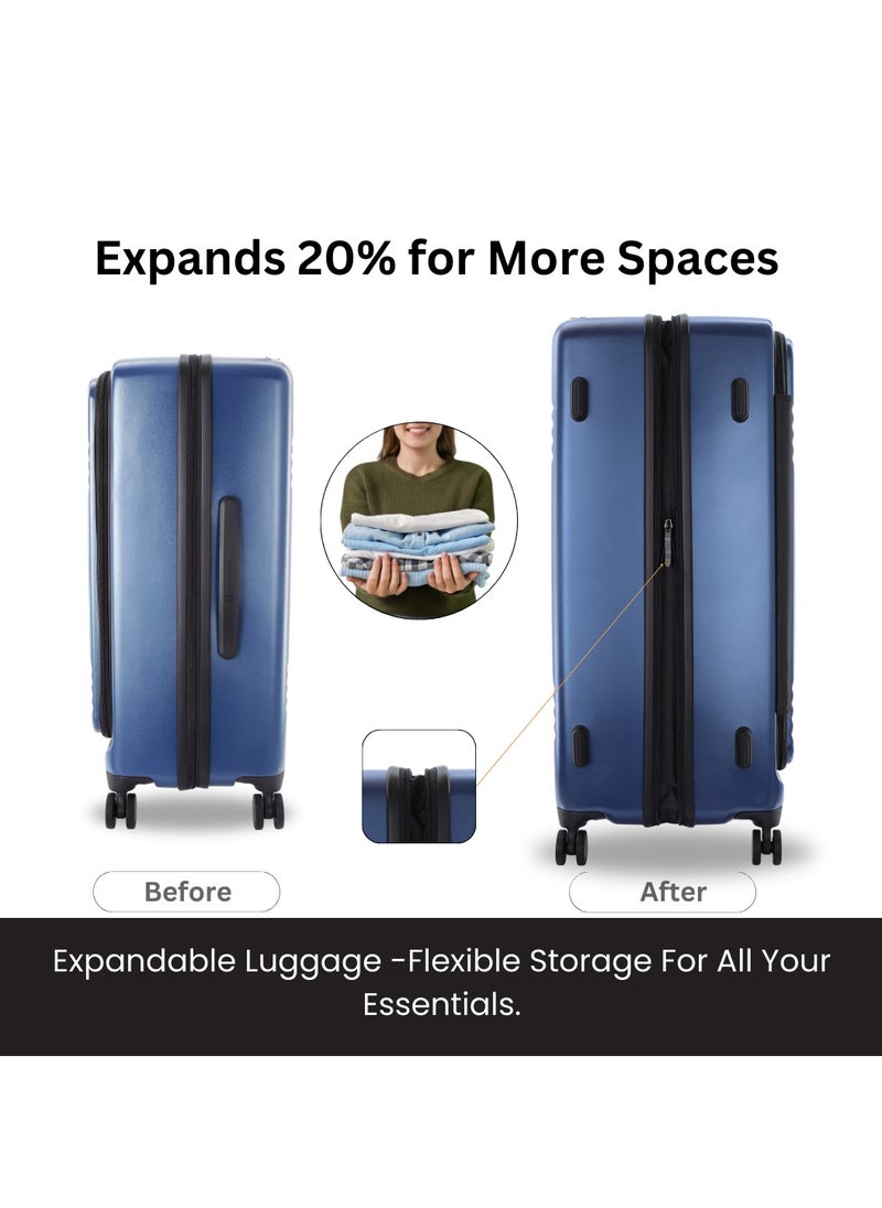 NATIONAL GEOGRAPHIC - National Geographic Lodge Check-In Medium Travel Suitcase, 100% PC Durable Lightweight Hard Shell Expandable Luggage, 4 Double Wheel, TSA Lock Trolley Bag Navy (60 cm/24 Inch). - Image 1