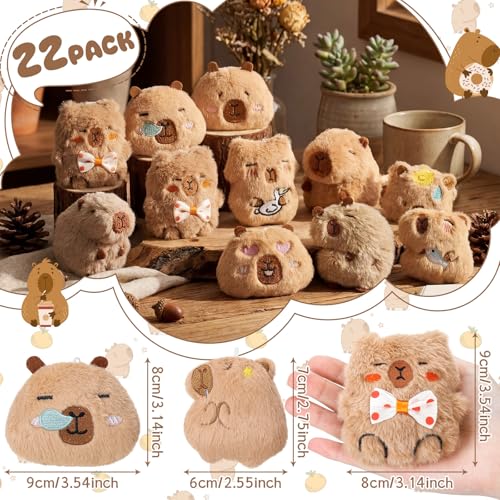Misdary 22 Pcs Capybara Plush Cute Toy Bulk Capybara Stuffed Animals Plush Toy Birthday Return Gift for Kids Back to School Goodie Bags Classroom Prizes Party Favors - Image 5