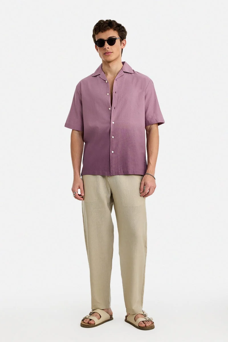 سنيتش Mauve Solid Half Sleeve Boxy Shirt
