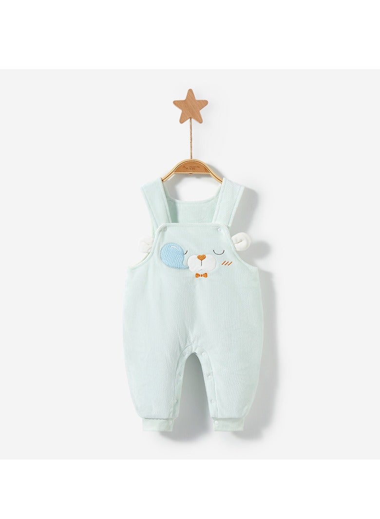 xozgdovg Baby pants New warm jacket button cotton pants overalls baby cotton clothes children's clothes light green 