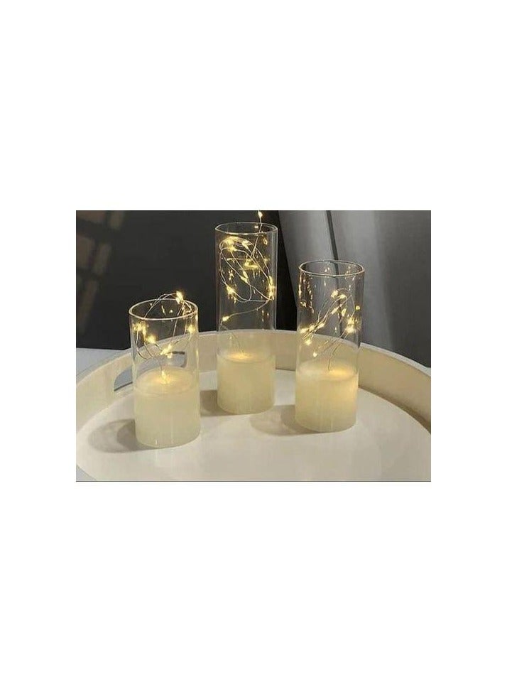 3*1 LED Glass Candle Set,