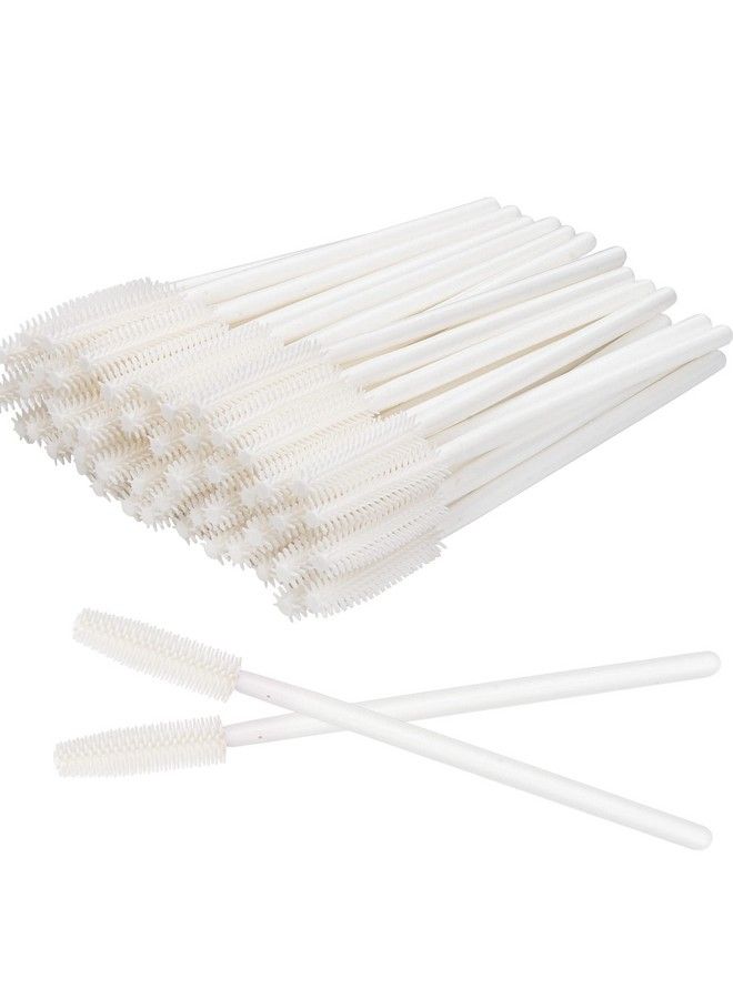 MyAoKuE-UP 100Pcs Silicone Mascara Wands Disposable Eyelash Brushes Wand For Extension Makeup Brush Tool Bulk (Silicone All White) - Image 1
