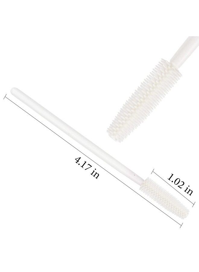 MyAoKuE-UP 100Pcs Silicone Mascara Wands Disposable Eyelash Brushes Wand For Extension Makeup Brush Tool Bulk (Silicone All White) - Image 4