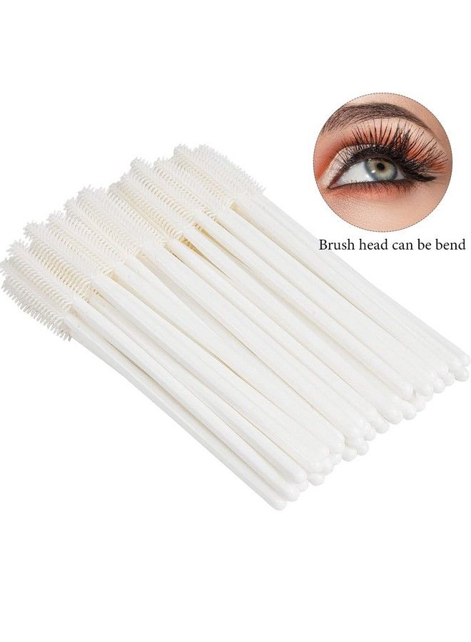 MyAoKuE-UP 100Pcs Silicone Mascara Wands Disposable Eyelash Brushes Wand For Extension Makeup Brush Tool Bulk (Silicone All White) - Image 5