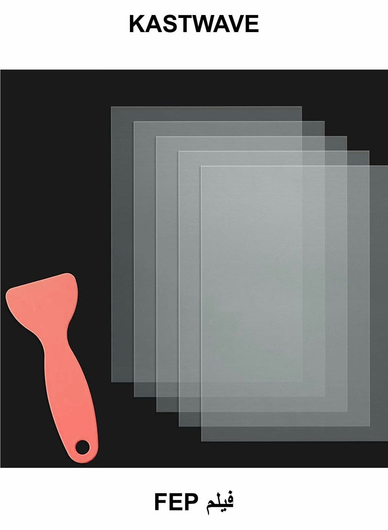 KASTWAVE FEP Film, High Transmittance Strength Film with Replacement Plastic Spatulas, Thickness 0.15 mm Compatible with UV DLP 3D Printers, LCD SLA Resin (140 x 200 mm) - Image 1