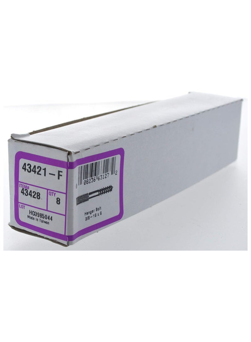 Hillman 43428 3/8-16-Inch x 6 Hanger Bolt, 8-Pack , Zinc - Image 1