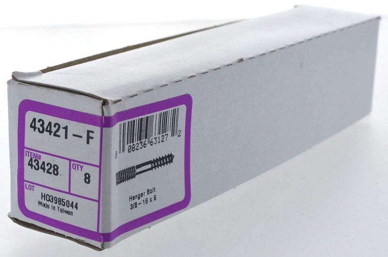 Hillman 43428 3/8-16-Inch x 6 Hanger Bolt, 8-Pack , Zinc - Image 1