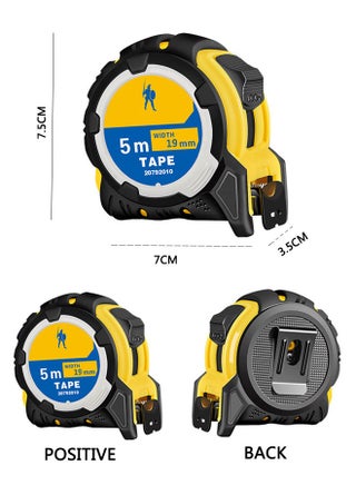 5M/16Ft Measuring Tape Retractable Lockable Measuring Tape With Belt Clip, Inch Scale/Metric Scale, with Shock Absorbent Rubber Case, for Homeowners Electricians Carpenter Surveyors Engineers - view 2