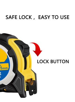 5M/16Ft Measuring Tape Retractable Lockable Measuring Tape With Belt Clip, Inch Scale/Metric Scale, with Shock Absorbent Rubber Case, for Homeowners Electricians Carpenter Surveyors Engineers - view 5