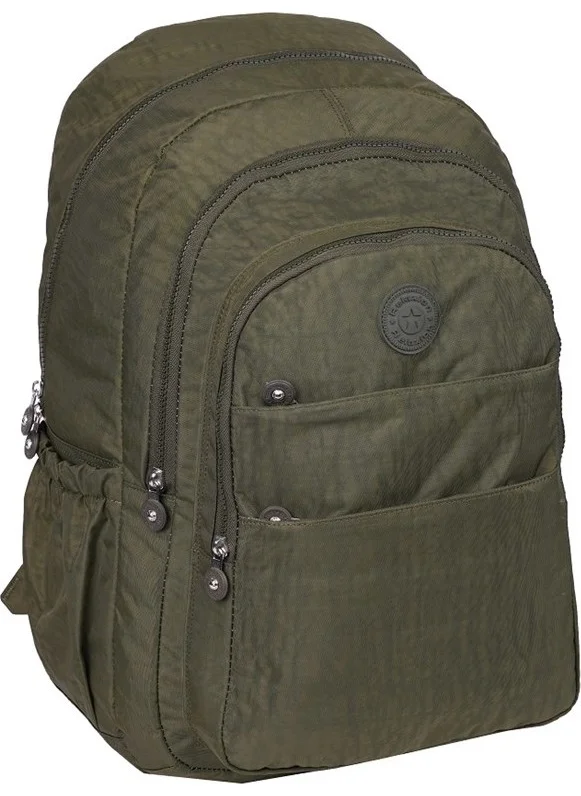ريلاكسن 1630 Crinkle Fabric Waterproof School Backpack Khaki