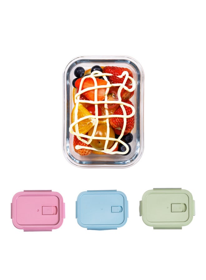 Glass Lunch Box Microwave Oven Special Office Worker Lunch Box With Rice Lunch Box Separated Glass Bowl With Lid-Specifications:Rectangular 410ml-Color:Matcha Green  - Image 1