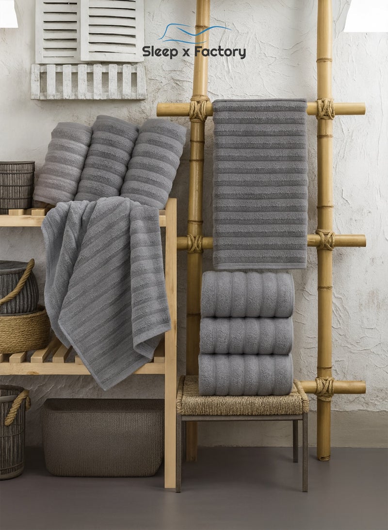 سليب × فاكتوري منشفة استحمام مموّجة – قطن نقي ١٠٠٪، ناعمة وعالية الامتصاص  – ٧٠×١٤٠ سم - Image 3