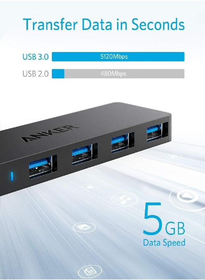 Generic موزع بيانات USB 3.0 من Anker بأربعة منافذ، موزع بيانات USB فائق النحافة مع كابل ممتد بطول 2 قدم [لا يدعم الشحن]، لأجهزة MacBook وMac Pro وMac mini وiMac وSurface Pro وXPS والكمبيوتر الشخصي ومحرك الأقراص المحمول ومحرك الأقراص الصلبة المحمول  - Image 3