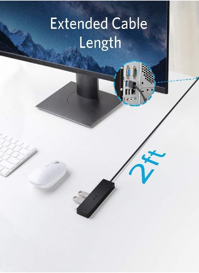 Generic موزع بيانات USB 3.0 من Anker بأربعة منافذ، موزع بيانات USB فائق النحافة مع كابل ممتد بطول 2 قدم [لا يدعم الشحن]، لأجهزة MacBook وMac Pro وMac mini وiMac وSurface Pro وXPS والكمبيوتر الشخصي ومحرك الأقراص المحمول ومحرك الأقراص الصلبة المحمول  - Image 4