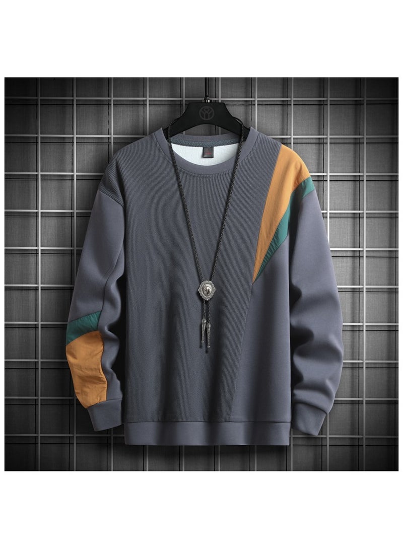 Large Size Fashionable Men's Long Sleeved Easy To Match Sports Hoodie T-shirt  - Image 1