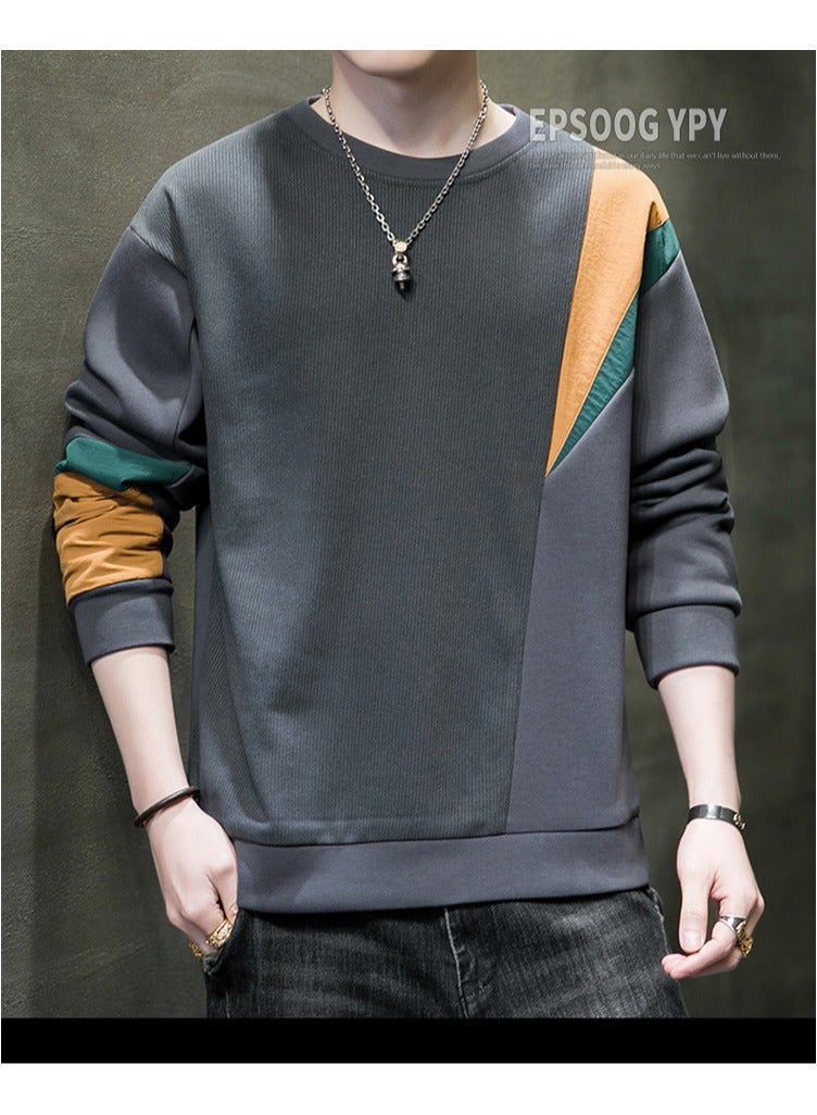Large Size Fashionable Men's Long Sleeved Easy To Match Sports Hoodie T-shirt  - Image 3