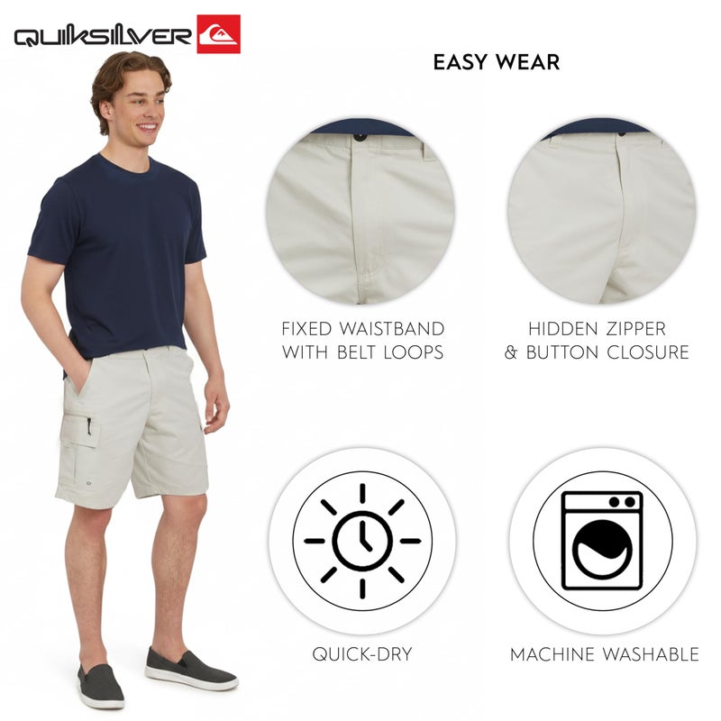 Quiksilver Men's Regular Fit Fixed Waist Water Friendly Active Hybrid Cargo Shorts, Silver Birch, 32 - Image 5