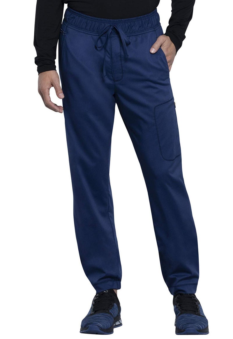 Cherokee Joggers for Men Modern Fit Scrub Pant with Drawstring Waistband, 5 Pockets, Soft 2-Way Stretch Fabric - WW012T, L Tall, Navy