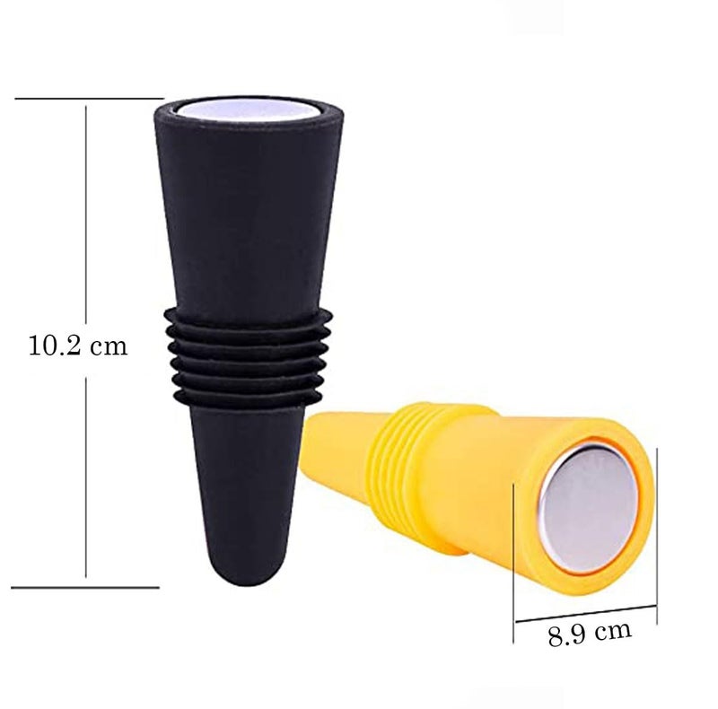 Baskety Silicone Cap Stopper for Wine Bottles Silicone Stopper and Beverage Random Colors Set of 4 - Image 2